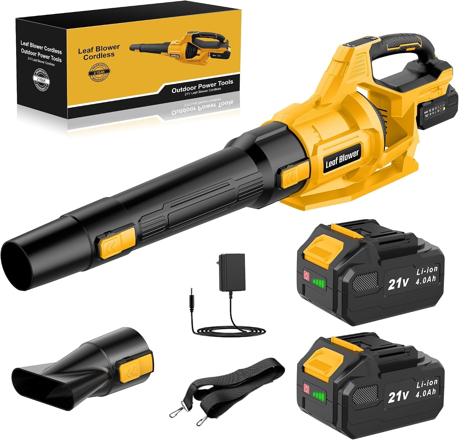 Soffiatore a Batteria JYGMPRO 21 V con 2 Batterie da 4,0 Ah