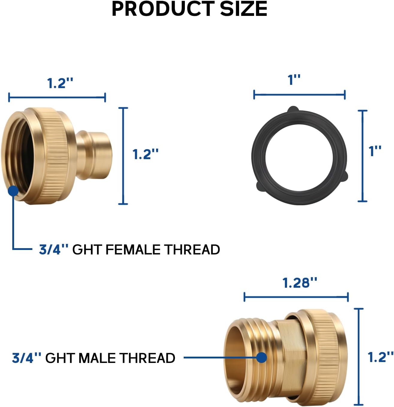 Detalle 2 de MEASUREMAN MD047 Garden Hose Quick-Connect Kit, Solid Brass, 3/4-Inch GHT