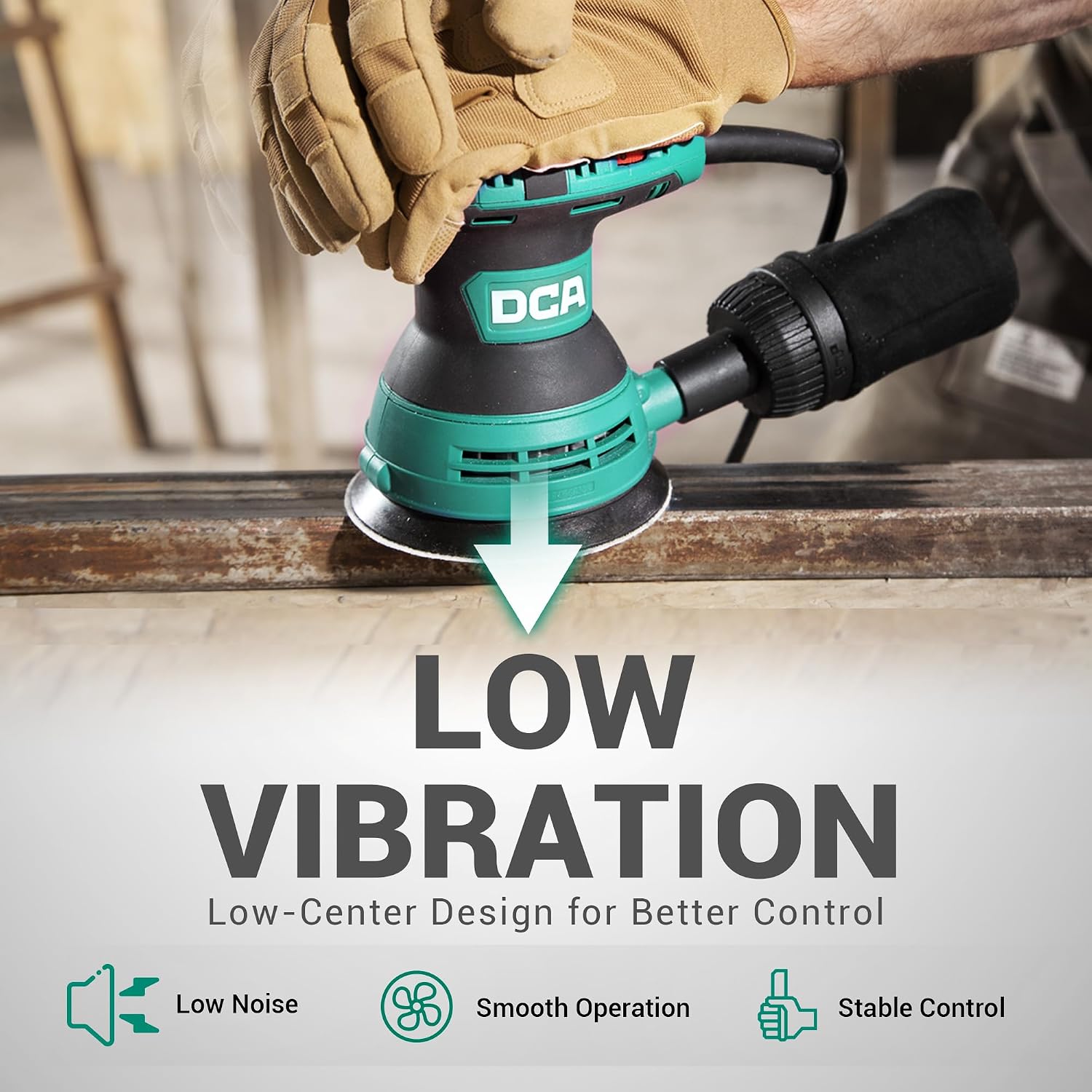 Detalle de DCA Random Orbital Sander (300W) with Dust Collection, 6 Variable Speeds, 125mm