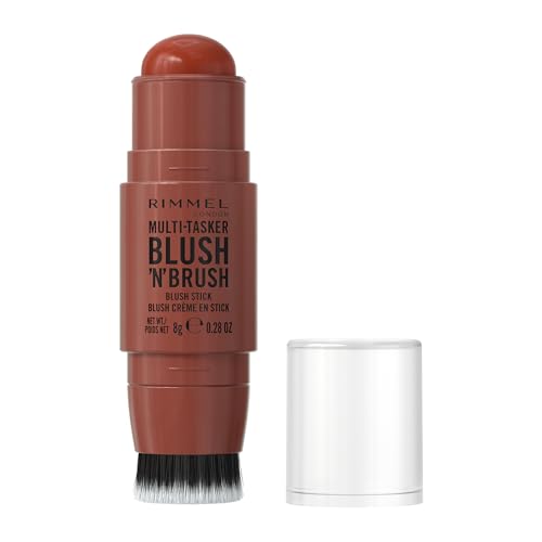 Detalle de Rimmel London Multi-Tasker Blush'N'Brush Stick - Rosé Peach 8g, tonalità modulabile