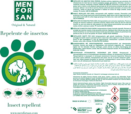 Thumbnail 1 de MENFORSAN Repelente Natural de Insectos con Citronela 500 ml – Pack de 2 Unidades para Perros