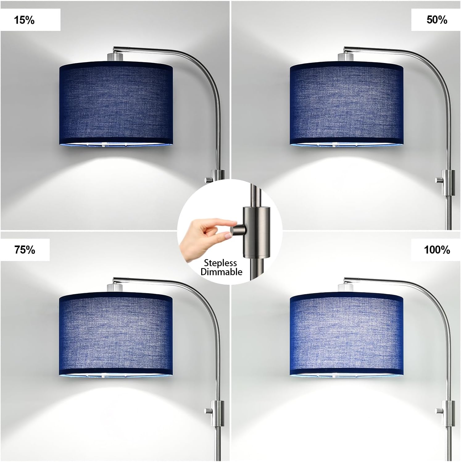 Thumbnail 2 de Nintiue Arc Floor Lamp with Blue Shade