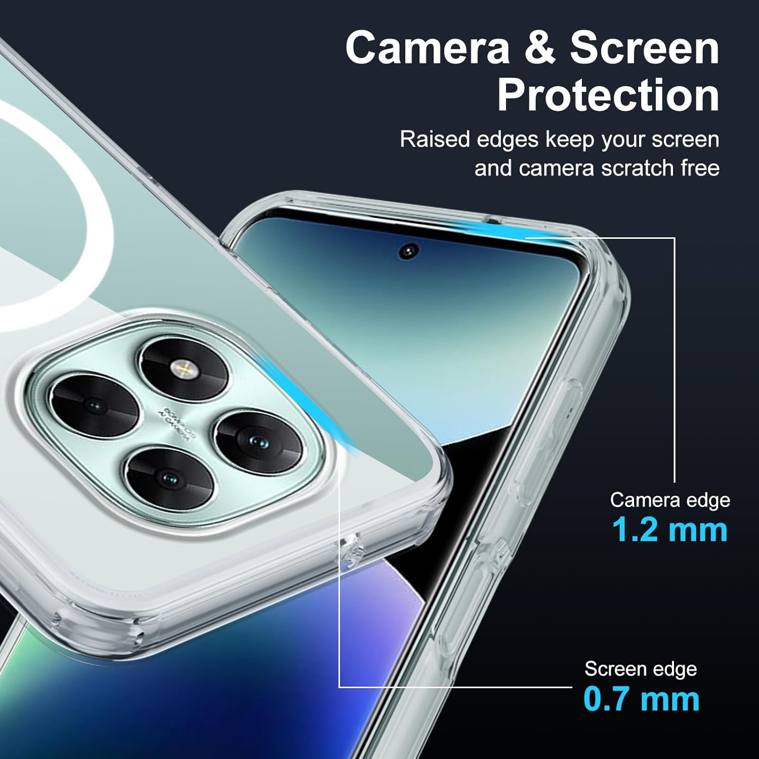 Thumbnail 5 de XTCASE Coque Magnétique Transparente pour Xiaomi Redmi Note 14 Pro 5G / Poco X7 5G – Anti-jaunissement, TPU/Bumper et Compatibilité MagSafe