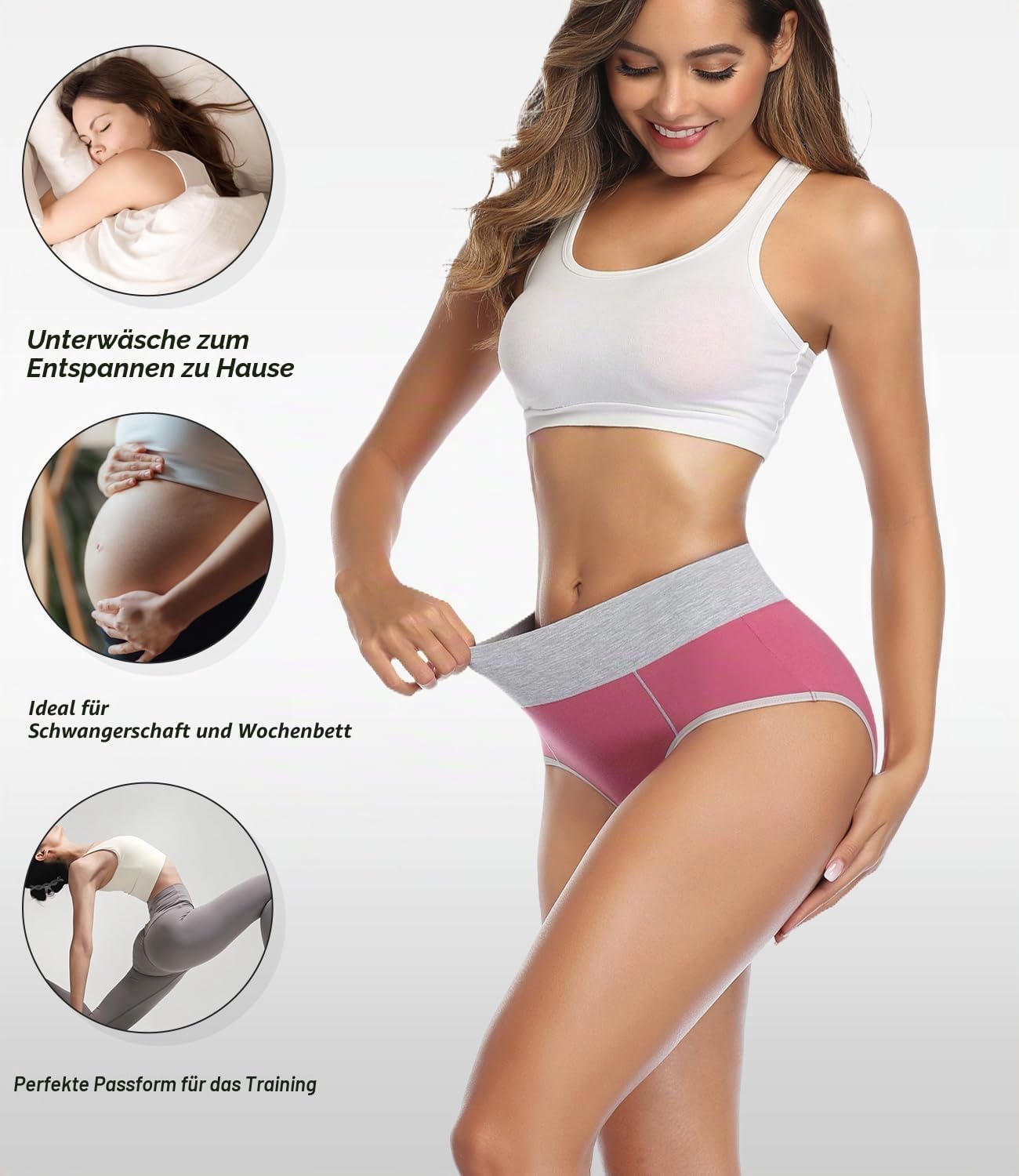 Detalle de wirarpa Damen Unterhosen Baumwolle – Hohe Taille, 5er Pack, bequeme Passform