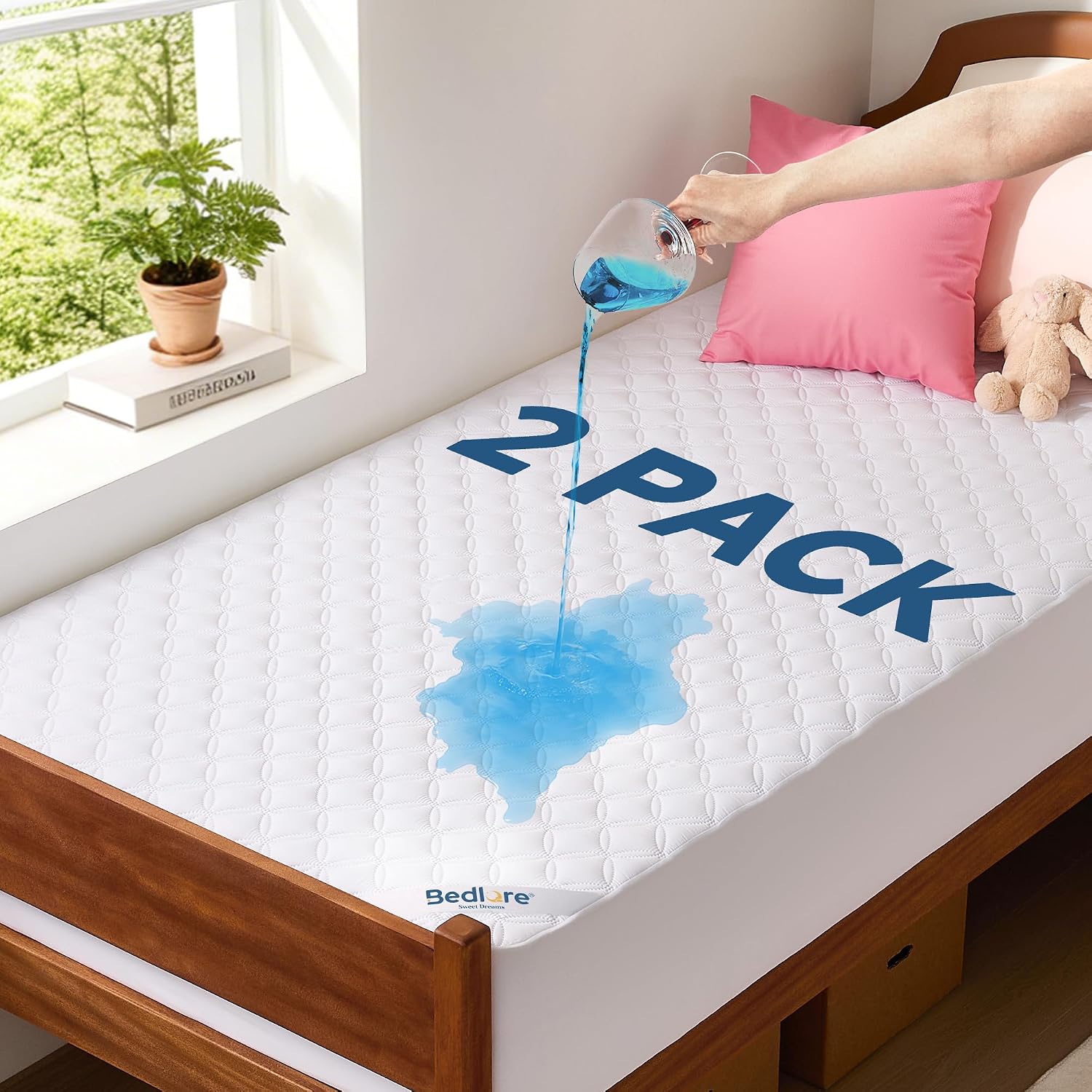 Detalle de BEDLORE 2 Pack Waterproof Mattress Protector, Twin XL, Quiet Microfiber