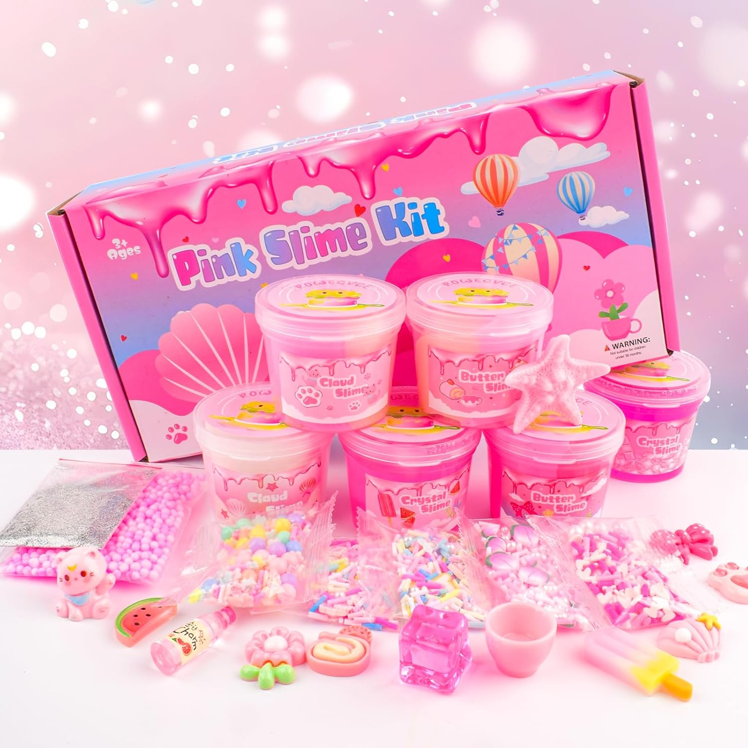 Thumbnail 5 de 6 Pack Slimes Kit: Pink Slime Kids with Cloud Butter & Clear Slime — Toy Gift Set for 8–12 Year Olds