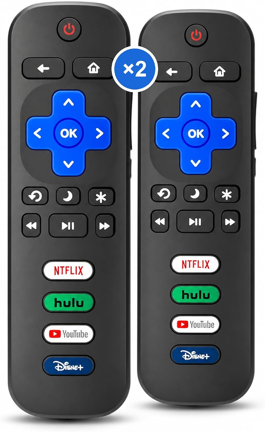Detalle de Gmatrix 2-Pack Replacement TV Remote for Roku TV Models (TCL, Hisense, Sharp, Philips, Westinghouse, Insignia, Element) – 1-Year Warranty