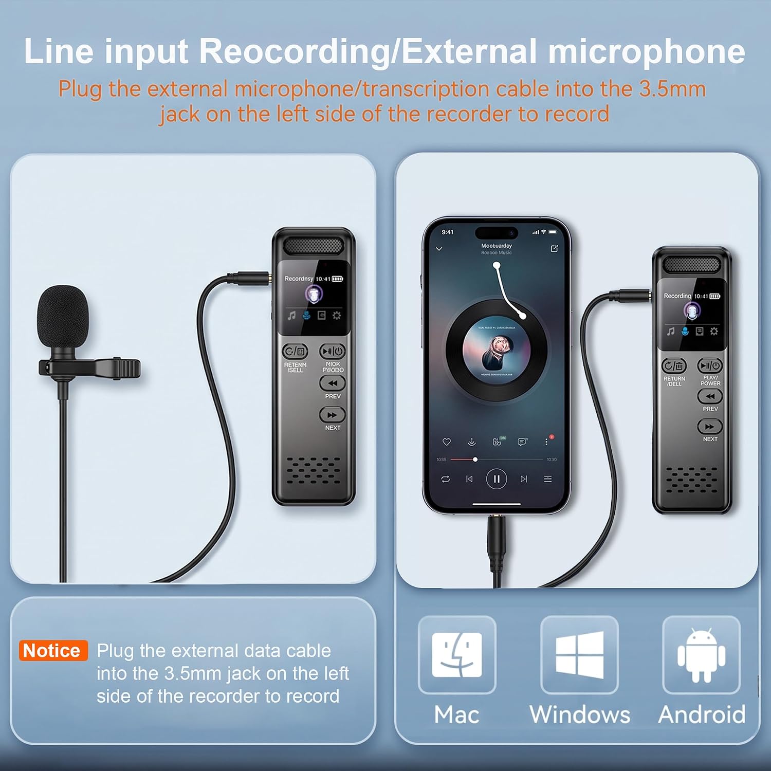 Detalle 2 de Liebssen V75 64GB Voice Recorder with One-Slide Recording and Noise Reduction