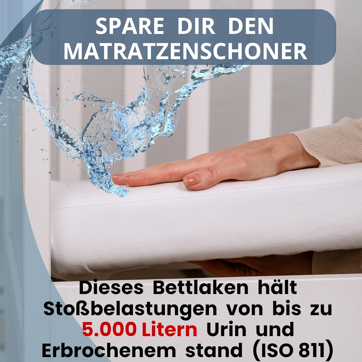 Thumbnail 1 de Bisoo Spannbettlaken für Stubenwagen & Moseskorb, wasserdicht & atmungsaktiv (30x75 cm)