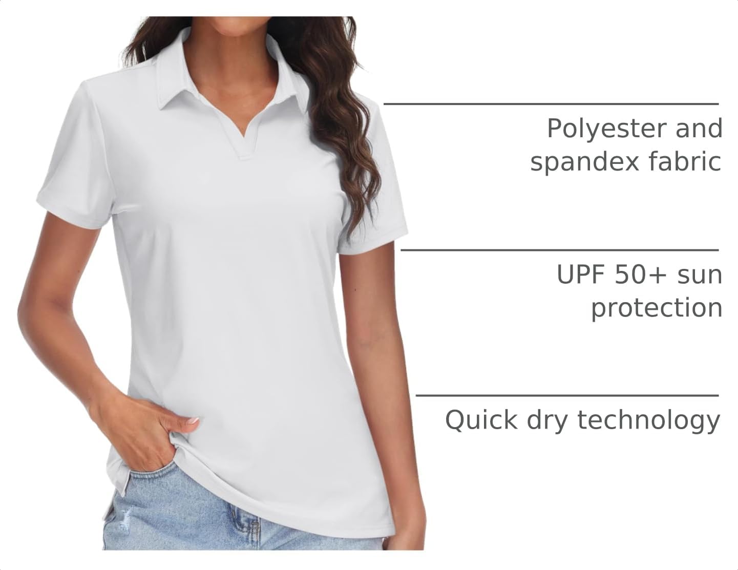 Thumbnail 3 de TACVASEN Women’s V-Neck Polo Shirts with UPF 50+ Sun Protection, Quick-Dry Short Sleeve