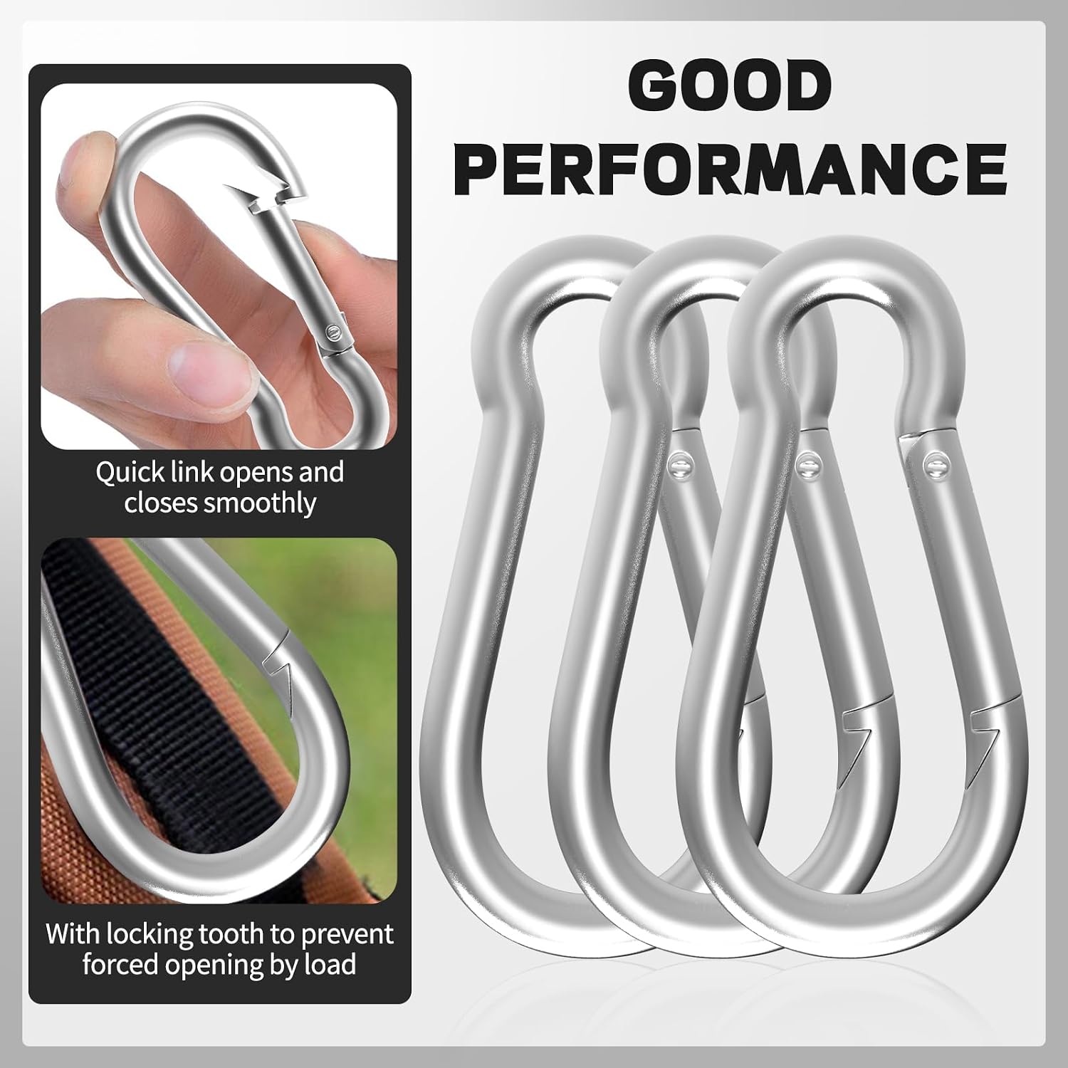 Thumbnail 4 de High-PQ Silver Spring Snap Hook Carabiner (M4, Galvanised Steel) with 50kg Capacity – 4cm, 200 Pack