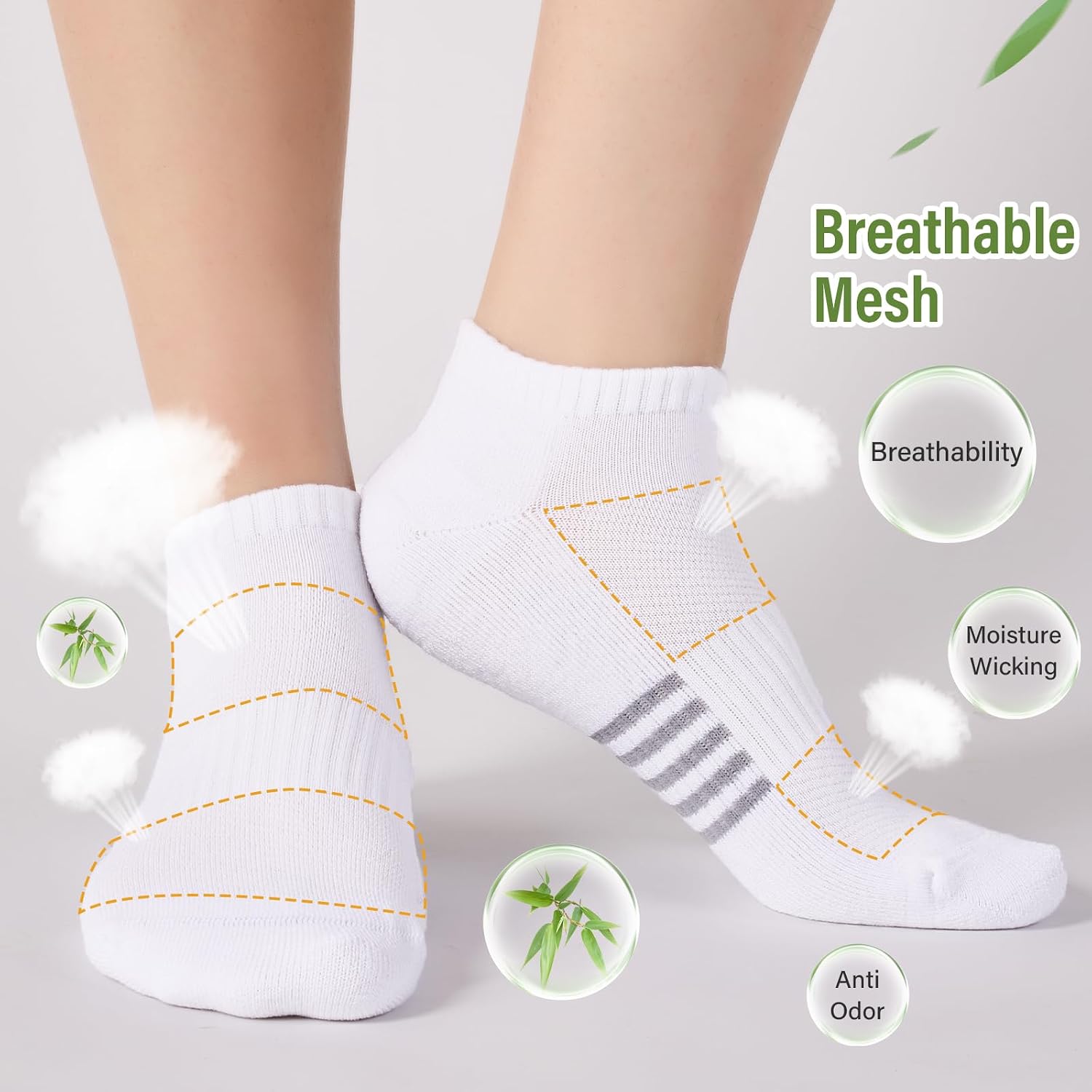 Detalle de Effeet Calzini Corti Donna in Bambù (6/12 Paia) traspiranti e anti-sudore per running e fitness