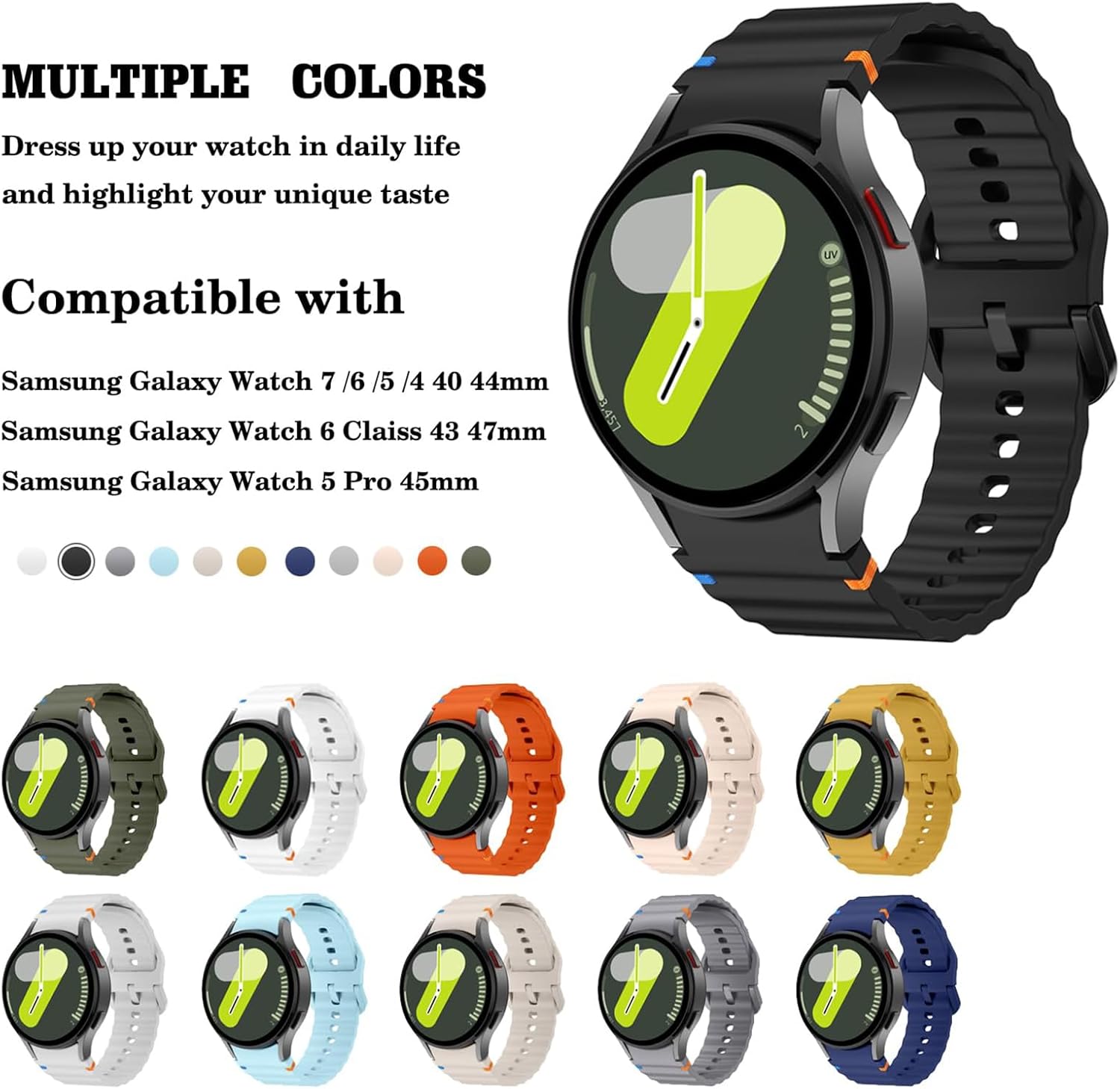 Thumbnail 2 de SUGARJAR silicone strap compatible with Galaxy Watch 7/FE/6/5/4 (40mm–47mm)