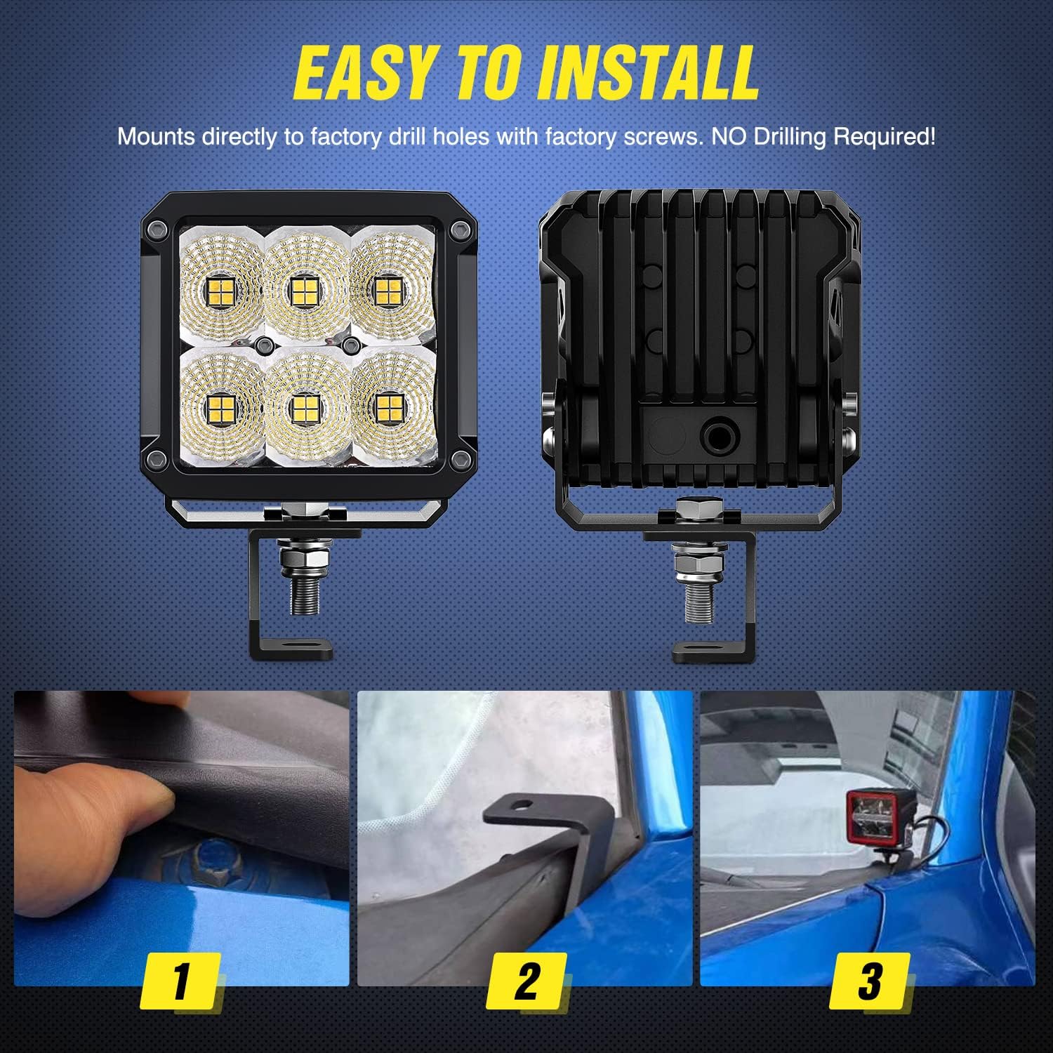 Detalle 2 de Nilight Ditch Light Bracket for F150 Hood Mounts