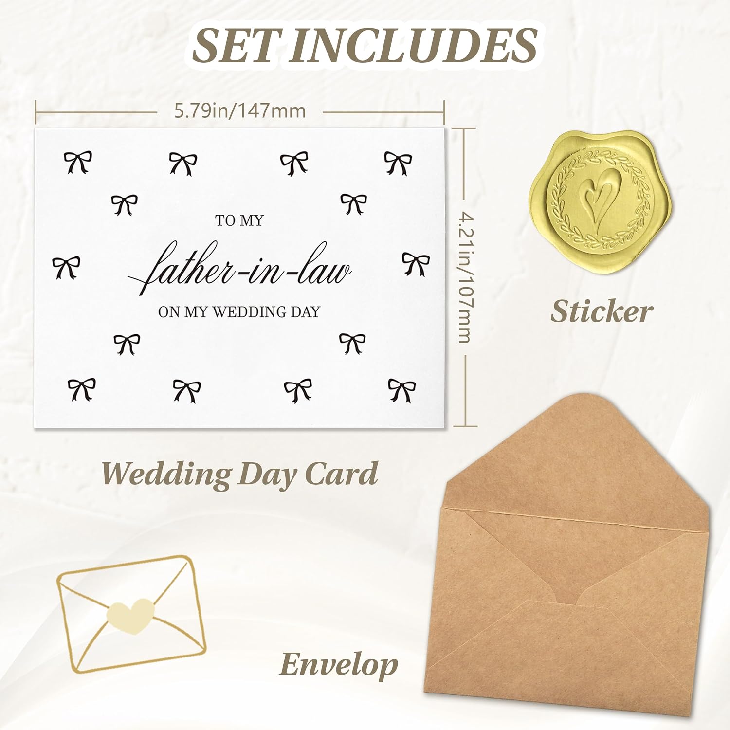 Thumbnail 1 de SEEBERY Wedding Card with Printed Bows