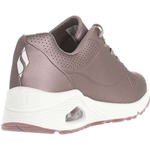 Detalle de Skechers Uno-Rose Bold Sneaker Damen – Silber (Pewter Duraleather Pew), Größe 36 EU