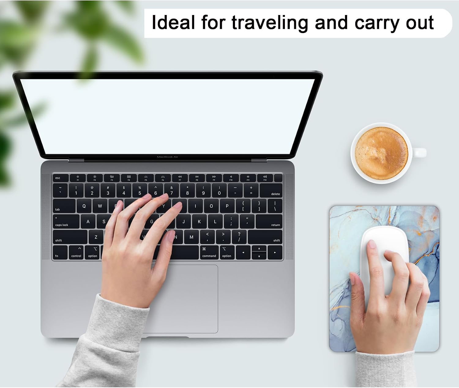 Detalle 2 de COUKASO Mini Mouse Pad, 6 x 8-Inch Marble Blue, Non-Slip Rubber Base