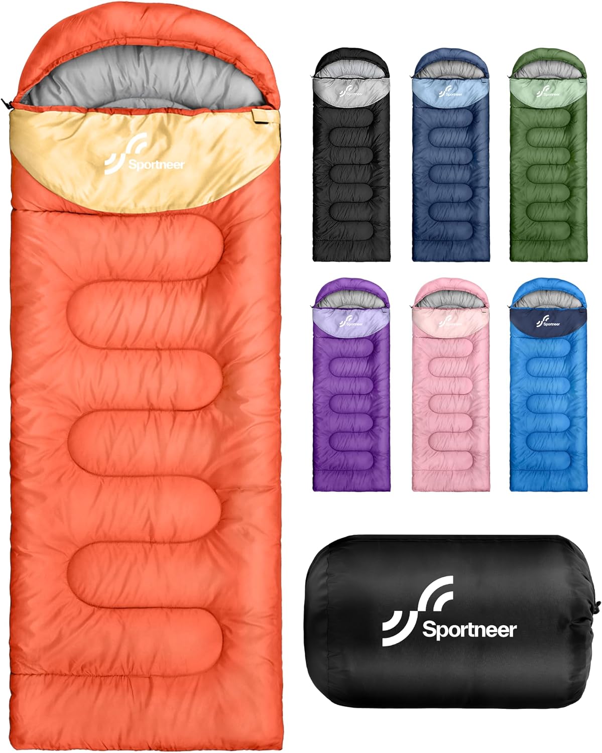 Detalle de Sportneer Camping Sleeping Bag for Adults & Kids (3–4 Season) – Warm, Lightweight & Compact