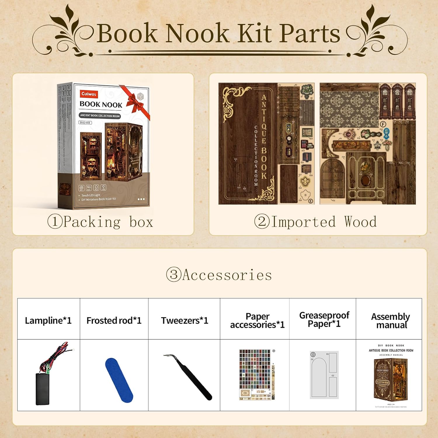 Thumbnail 6 de Book Nook Kit (Classic Edition): DIY Miniature Wooden Puzzle with LED Bookend