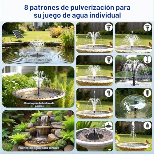 Detalle 2 de Biling Fuente solar de 6 W para exterior con batería de 3000 mAh — 10 estilos de fuente para estanques y jardines