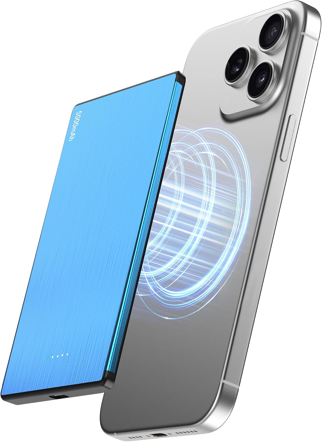 Detalle de Power Bank Mag safes Ultra Sottile 0.79 mm per iPhone — ricarica magnetica 5000 mAh, 20W/15W e design ultra compatto