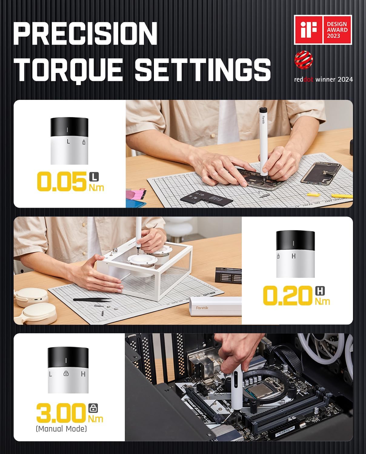 Detalle de Fanttik E1 Max 3.7V Electric Screwdriver: Compact Precision Kit with 50 Magnetic Bits