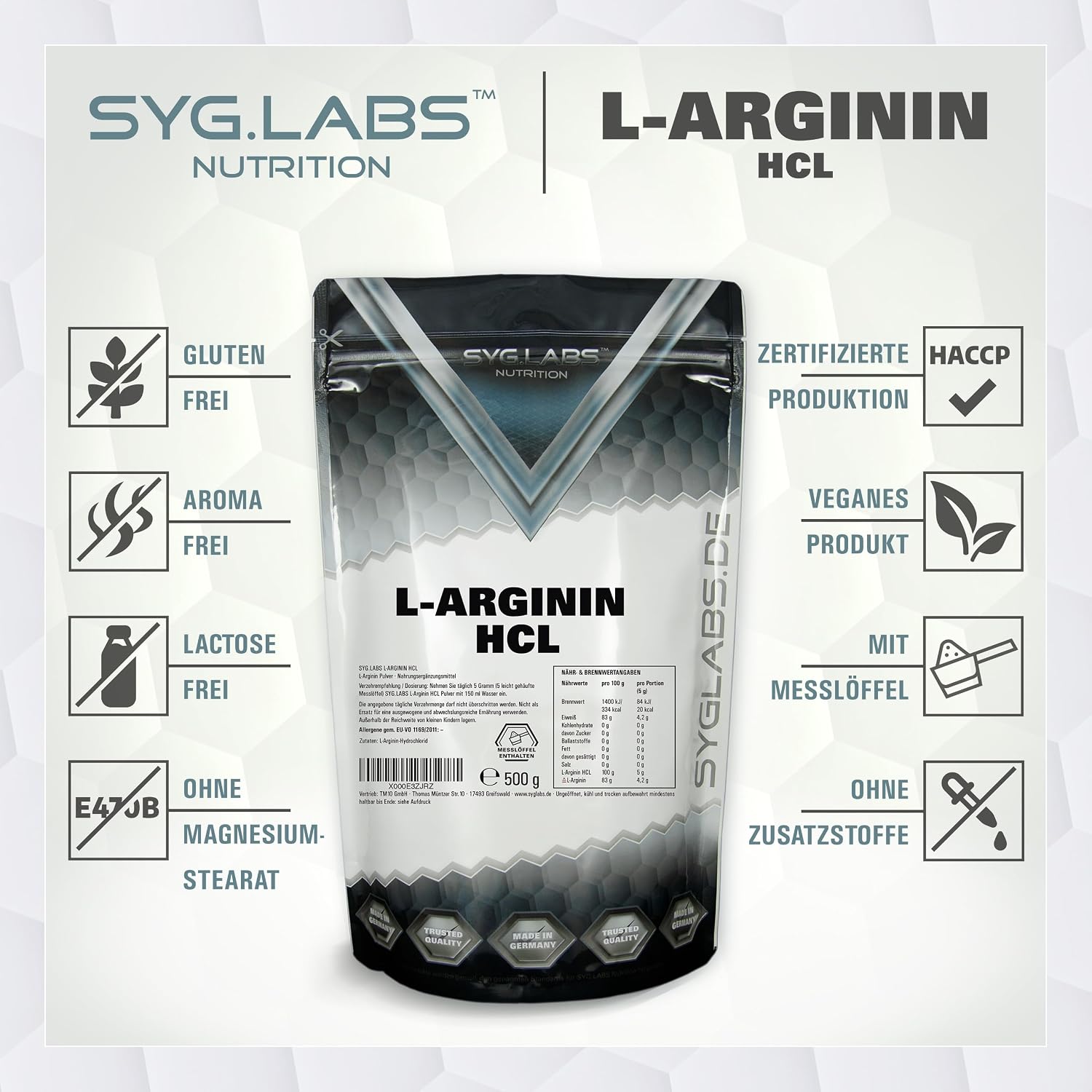 Thumbnail 5 de L-Arginin HCL 500 g Pulver đź’Š