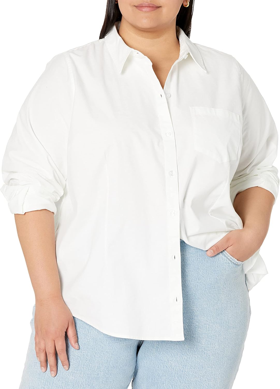 Thumbnail 4 de Amazon Essentials Damen Langärmliges Relaxed-Fit-Stretch-Oxford-Hemd (in Übergröße)