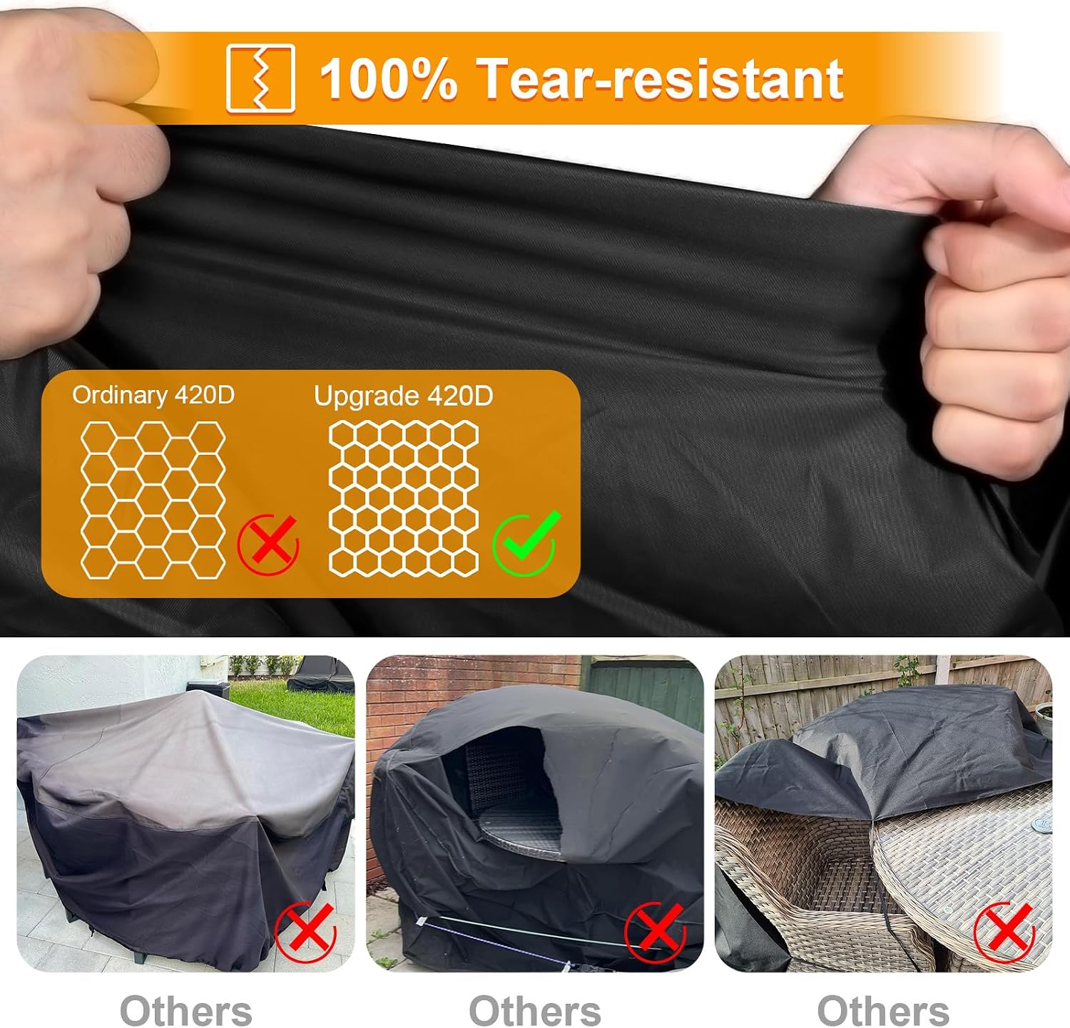 Detalle de Kipiea Extra Large Garden Furniture Covers Waterproof, Heavy Duty 420D (345 x 188 x 71cm)