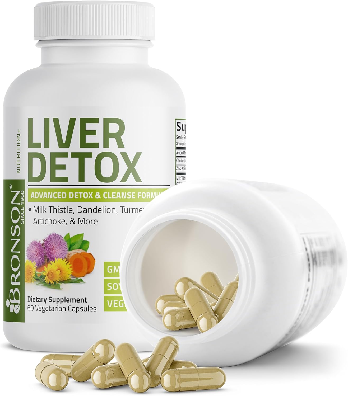 Detalle 2 de Bronson Liver Detox 60-Capsule Supplement with Milk Thistle and Turmeric