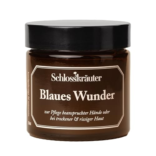 Detalle de Blaues Wunder Handcreme von Schlosskräuter – Intensive Pflege für sehr trockene und rissige Hände