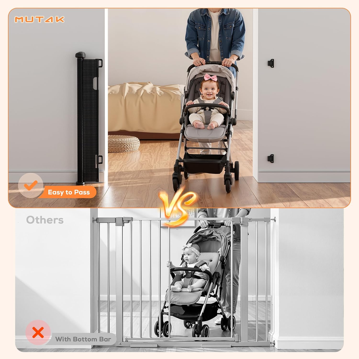 Detalle 2 de Mutak Retractable Baby Gate, 42-Inch Tall