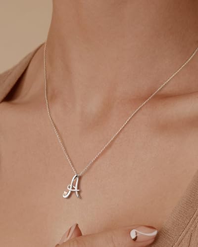 Thumbnail 3 de Mesovor Collar con inicial chapada en plata de ley para mujer (Letra-A) con corazón en oro rosa