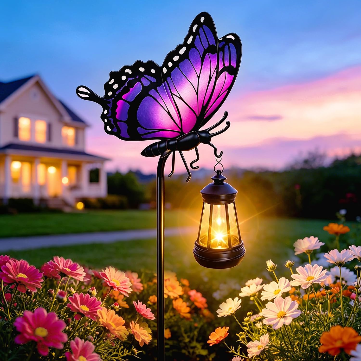 Detalle de MRHEPHAESTUS ZSHDTDDC Solar Butterfly Garden Stake, Purple Iron Decor