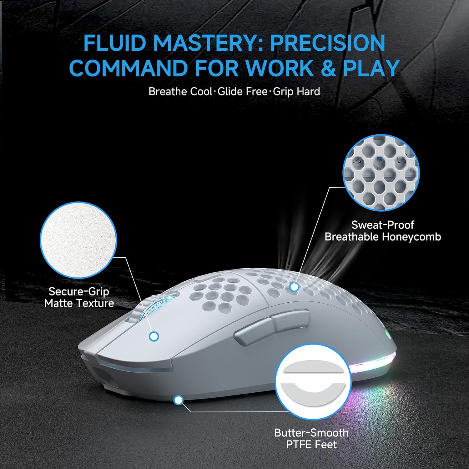 Detalle 2 de TMKB Falcon M1 Wireless Gaming Mouse: Lightweight Tri-Mode Powerhouse
