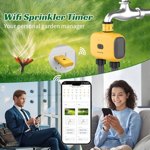 Detalle 2 de AnseTo Programador Riego WiFi para Jardines y Zonas Exteriores con 2 Salidas