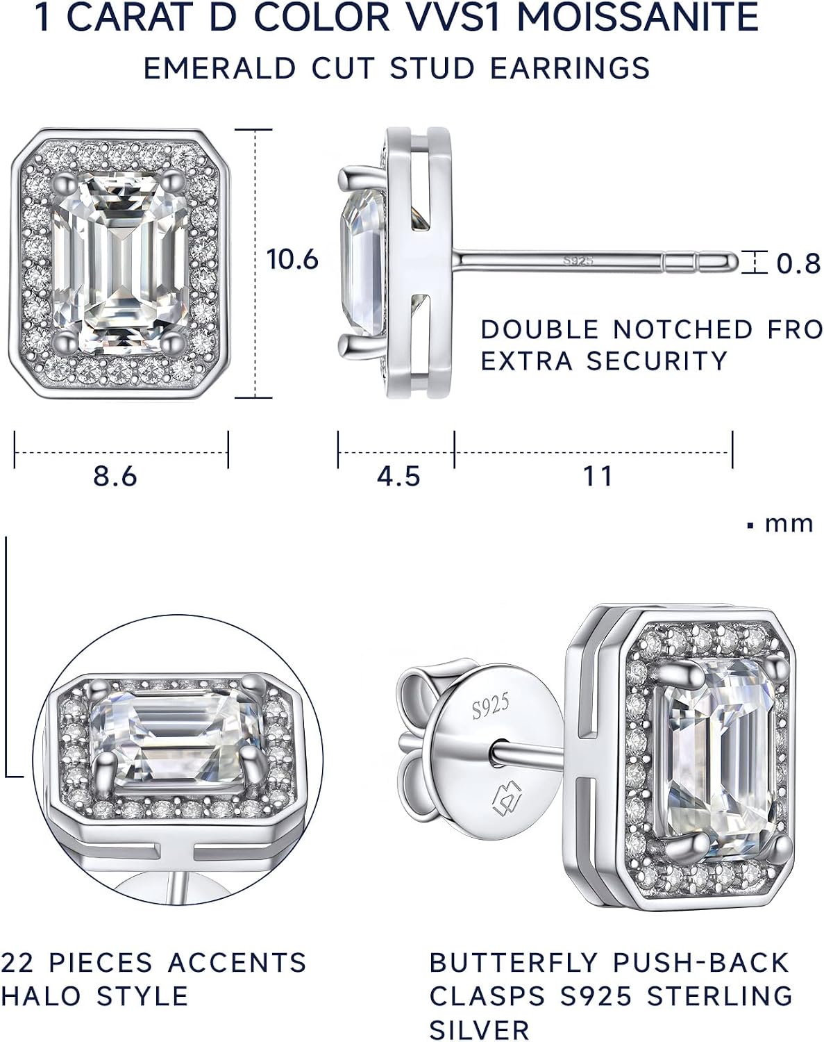 Thumbnail 5 de MomentWish Moissanite 0,5 ct Argent Boucles d’oreilles