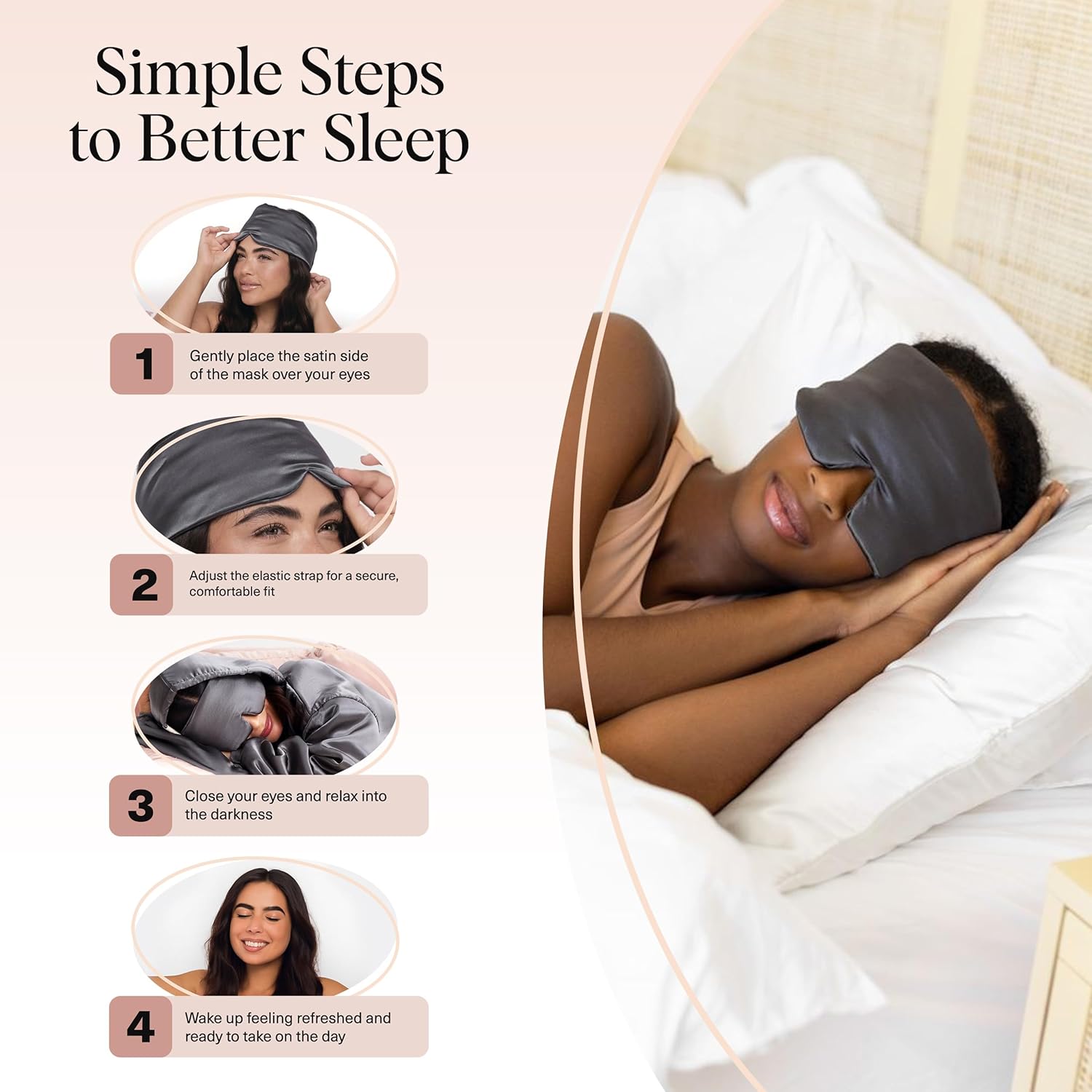 Thumbnail 6 de Kitsch masque de sommeil occultant en satin (bandes réglables, lesté) pour yeux gonflés