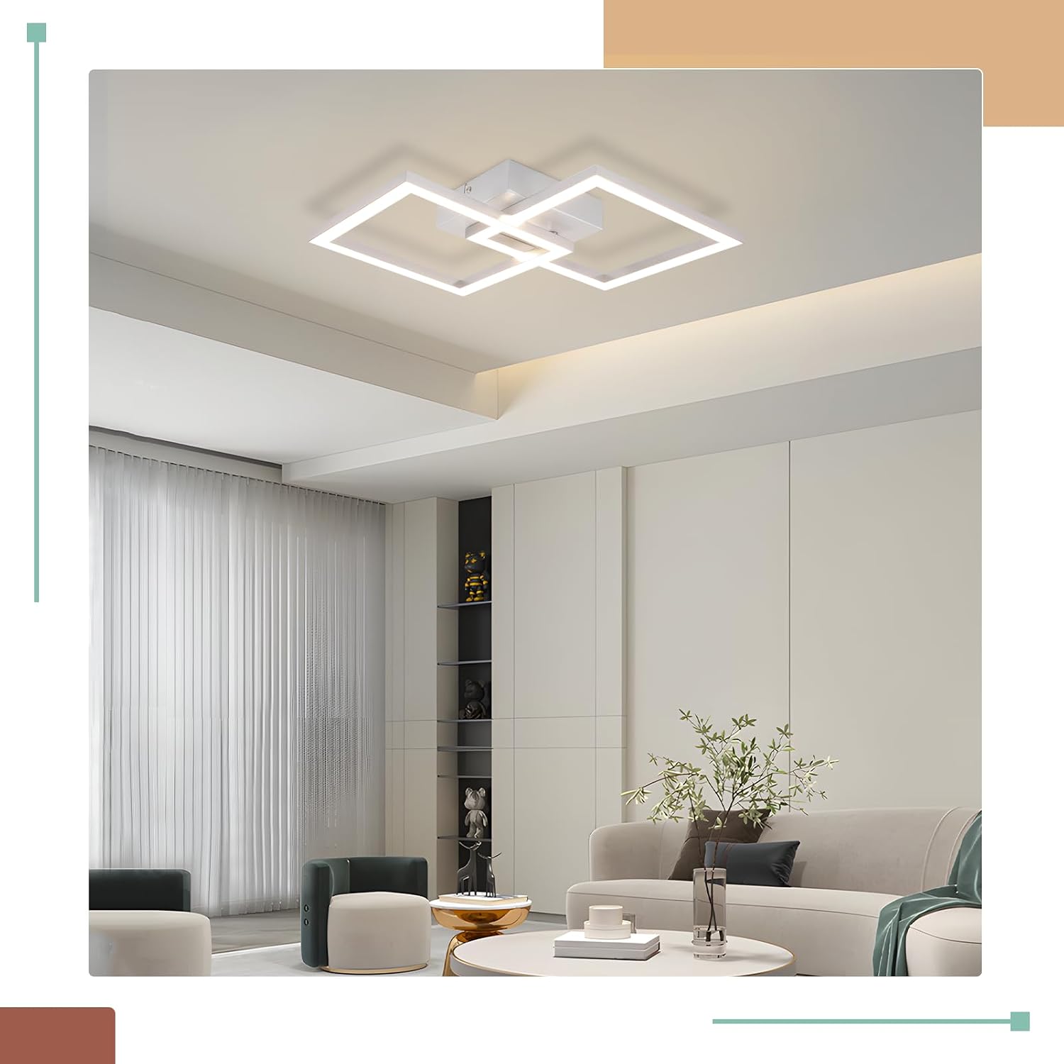 Thumbnail 2 de Homefire LED-Deckenleuchte für Küche & Flur, 24 W, warmweiß (3000 K), eckig, 47 x 29,5 x 6 cm