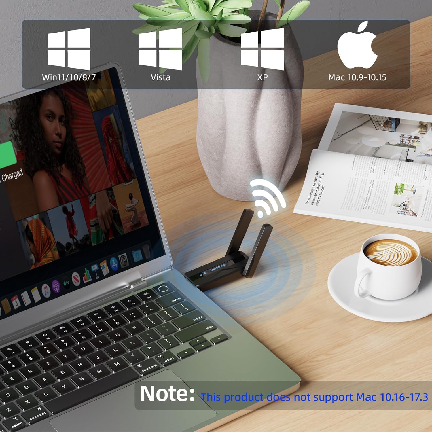 Thumbnail 2 de ElecMoga Wifi Dongle 1300Mbps dual‑band USB adapter 📶