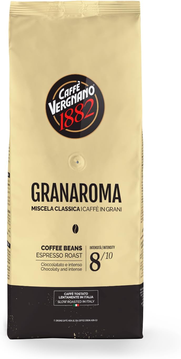 Caffè Vergnano 1882 Granaroma in Grani, 1 Kg — eleganza e equilibrio per ogni momento