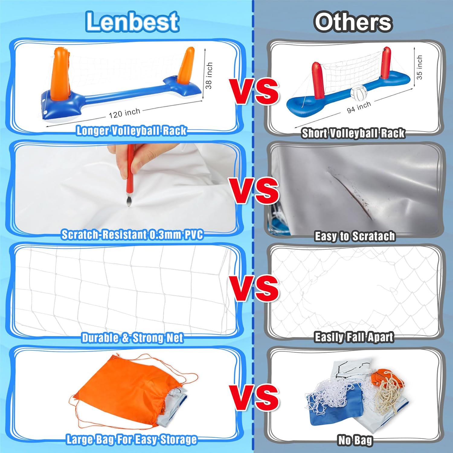 Detalle de Subtail Ensemble de Volley-Ball Gonflable 290 cm — Jeux de piscine pour toute la famille