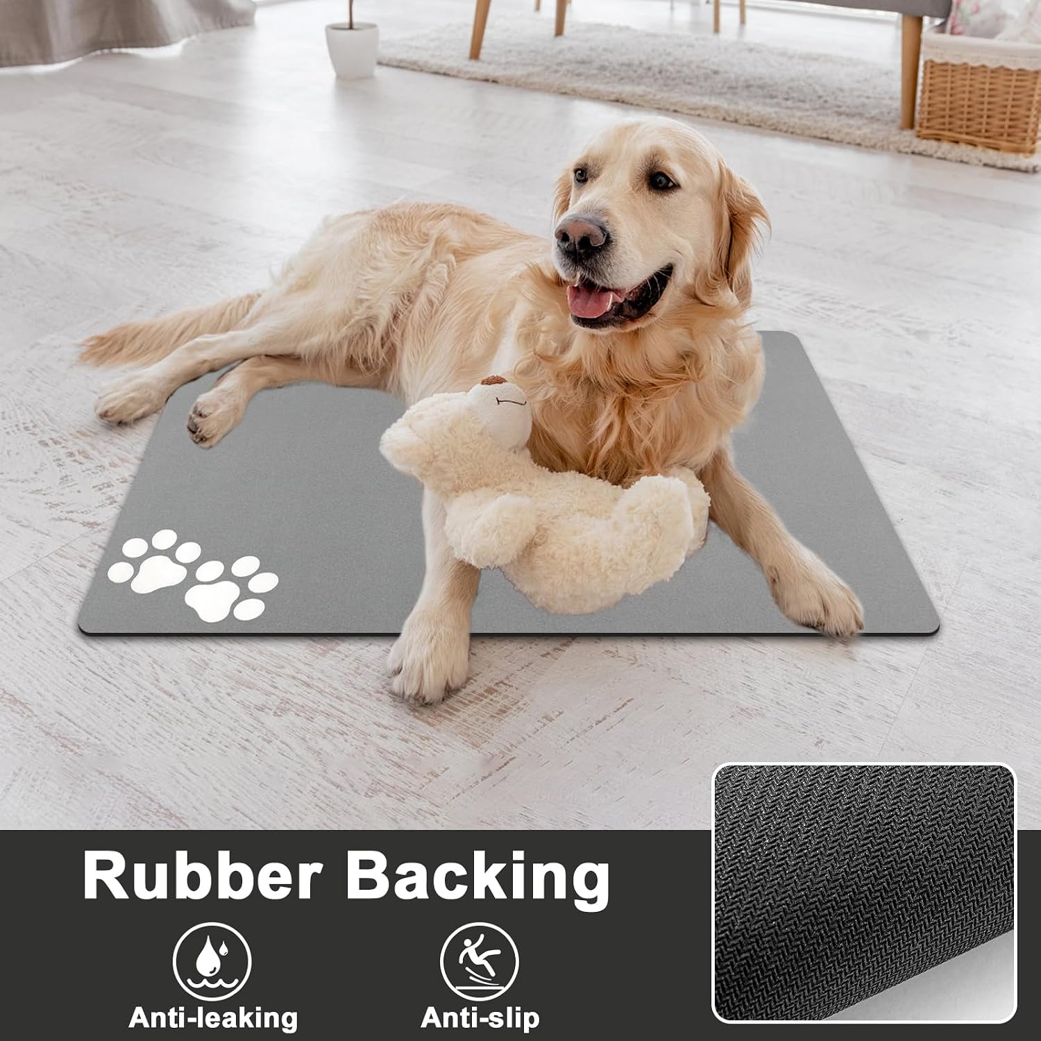 Thumbnail 4 de Mavicen Pet Feeding Mat 40 × 60cm: Absorbent, Non-Slip, and Pet-Friendly Paw Pattern