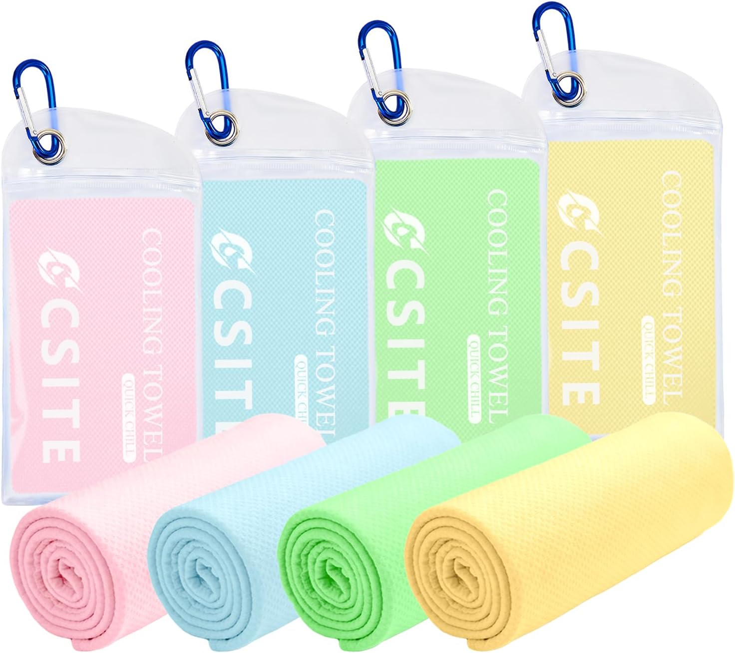 Detalle de CSITE 4 Pack Cooling Towels (47"x12") for Neck and Face – Gray Mesh Microfiber, Versatile Ice Towels for Hot Weather