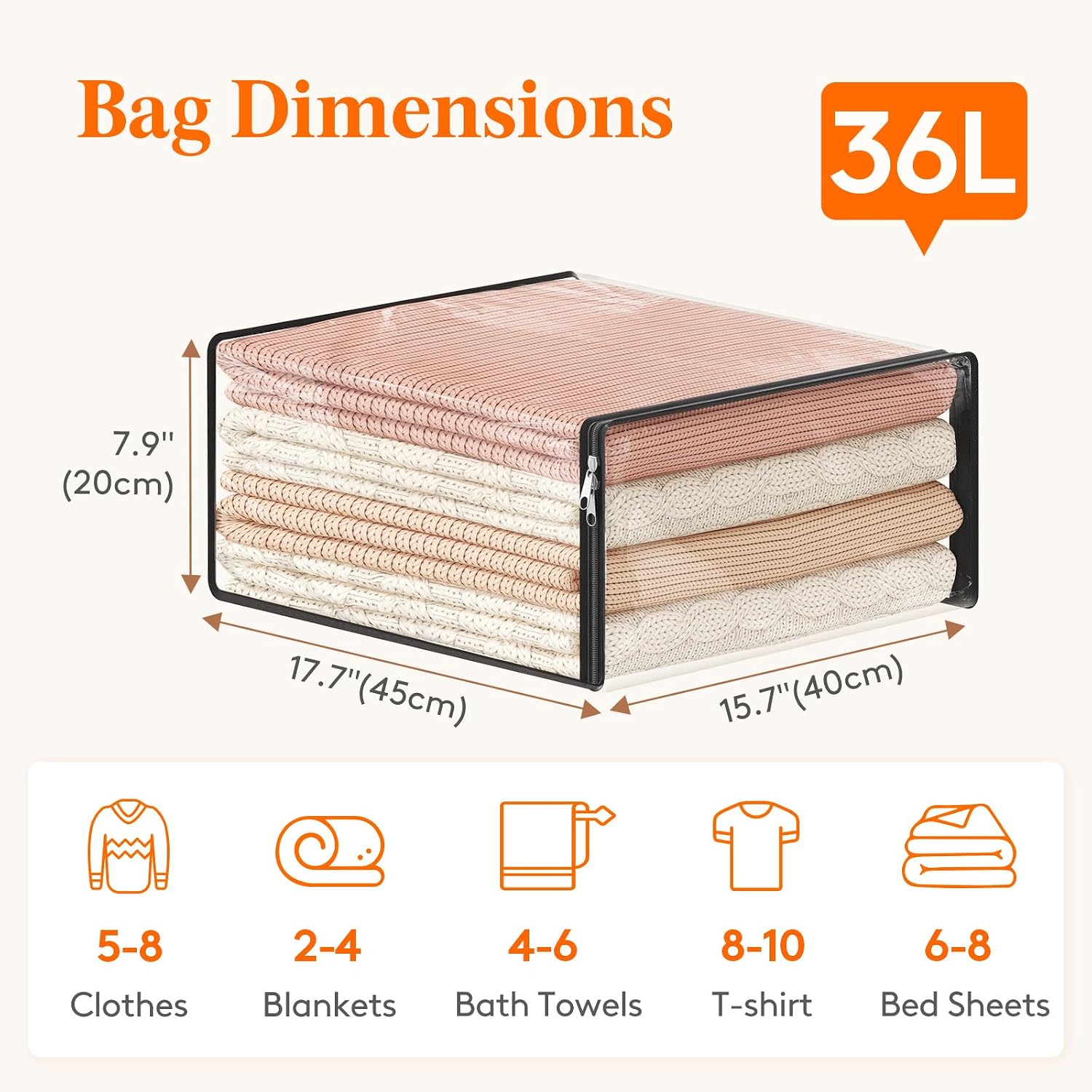 Detalle 2 de Lifewit 24496 Transparent PVC Clothes Storage Bags, 3-Pack, 36L