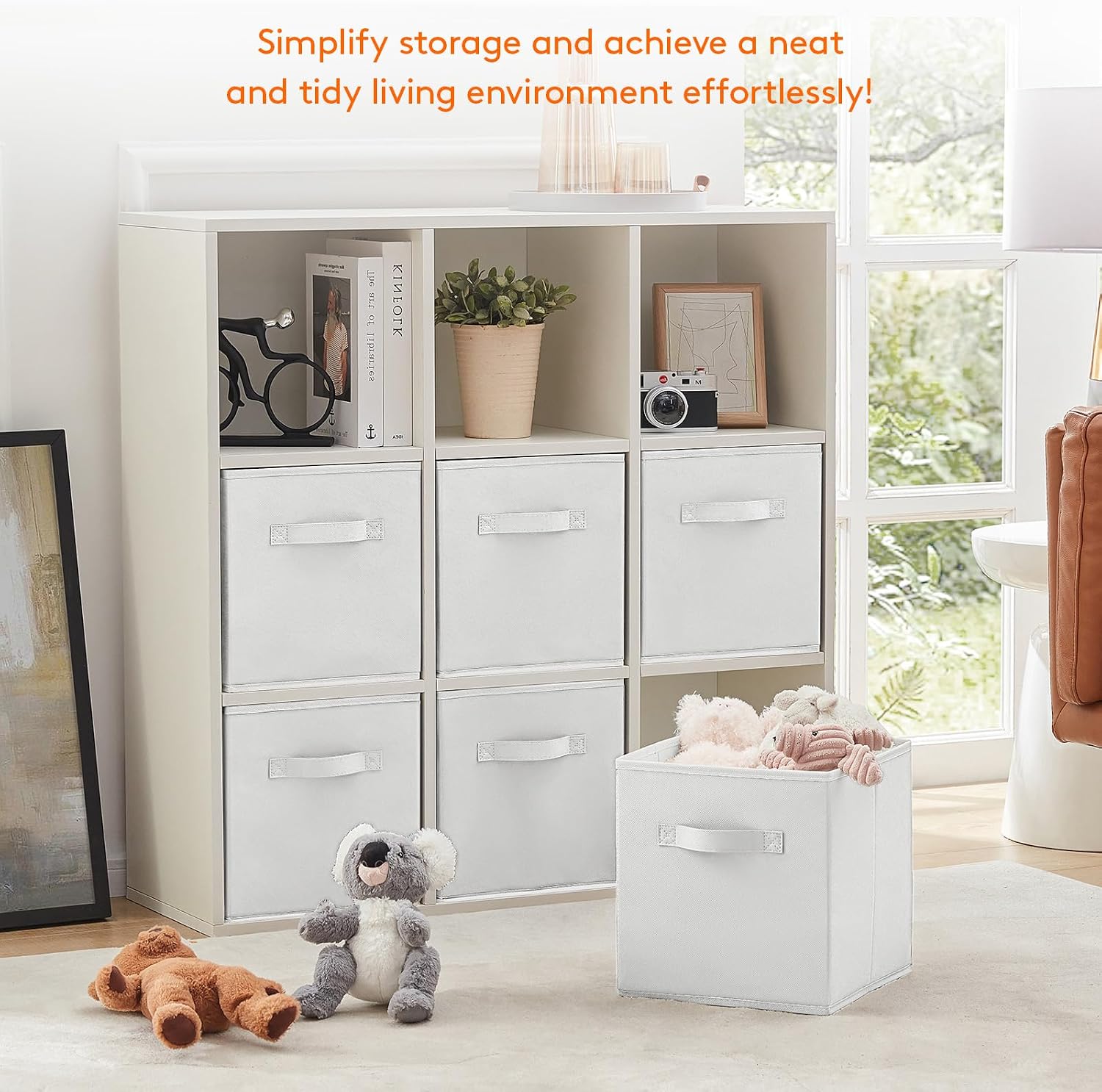 Thumbnail 6 de Lifewit 230211 Fabric Storage Boxes, 6-Pack, Foldable White Cubes with Handles