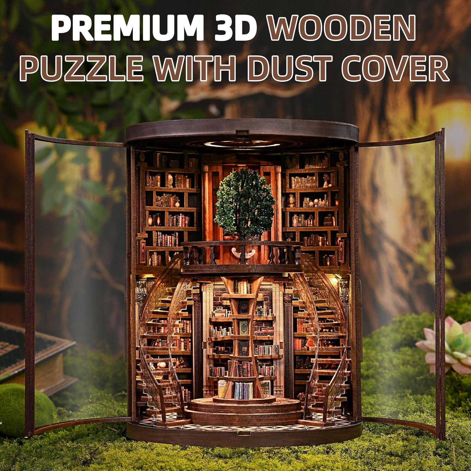 Thumbnail 2 de Book Nook Kit für Erwachsene (CRIOLPO) – DIY Miniatur-Holzpuzzle 3D als Puppenhaus & Buchstütze mit LED