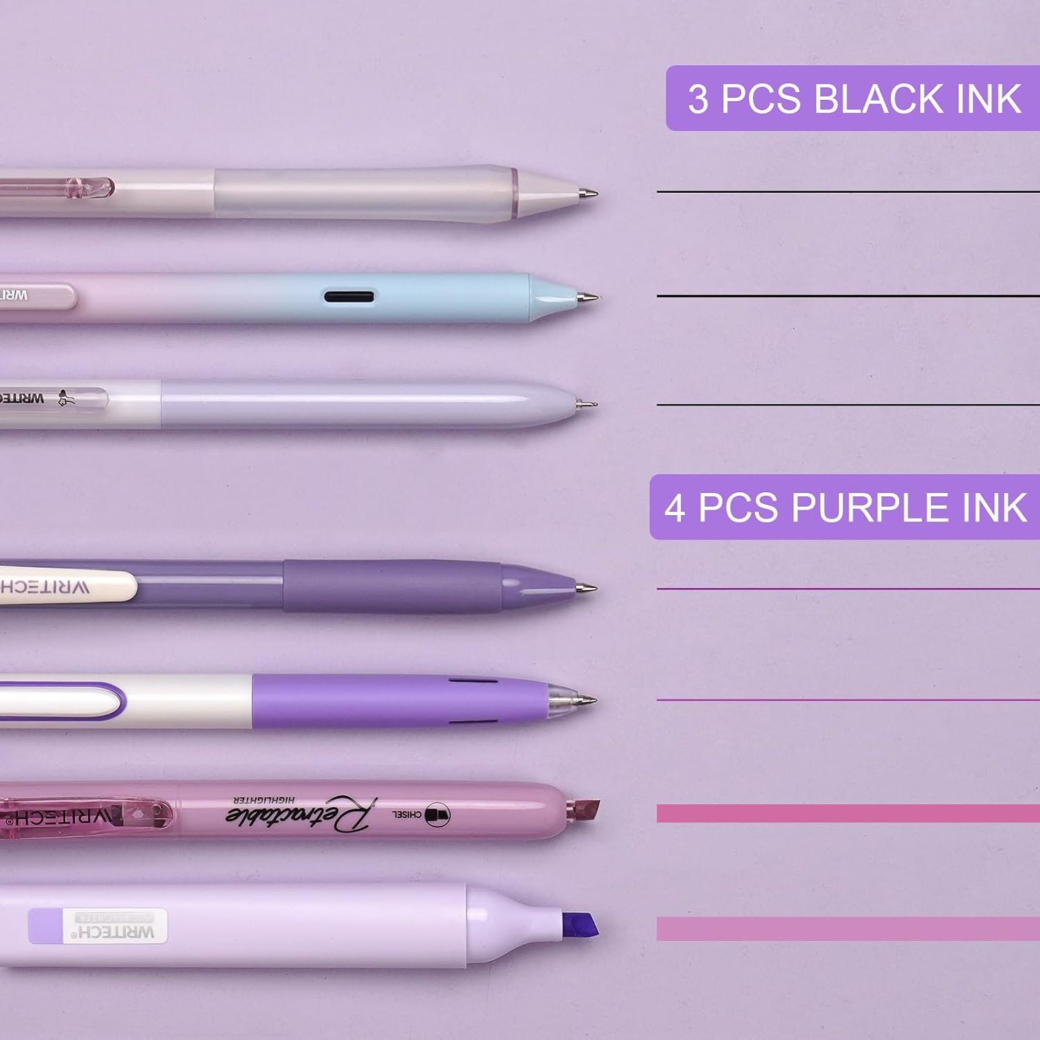 Thumbnail 1 de WRITECH WR-Color-Set Gel Pens & Highlighters, 0.5 mm and 0.7 mm Tips