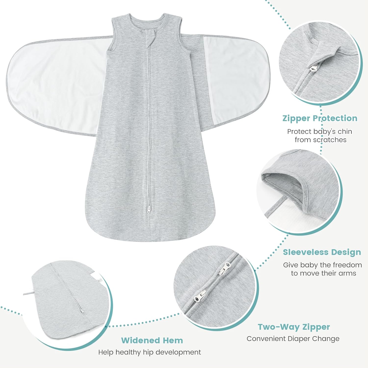 Thumbnail 2 de LILBESTIE Baby Sleeping Swaddle Bag 1.0 Tog 3-in-1 Adjustble Silent Hook – 0-12 Months