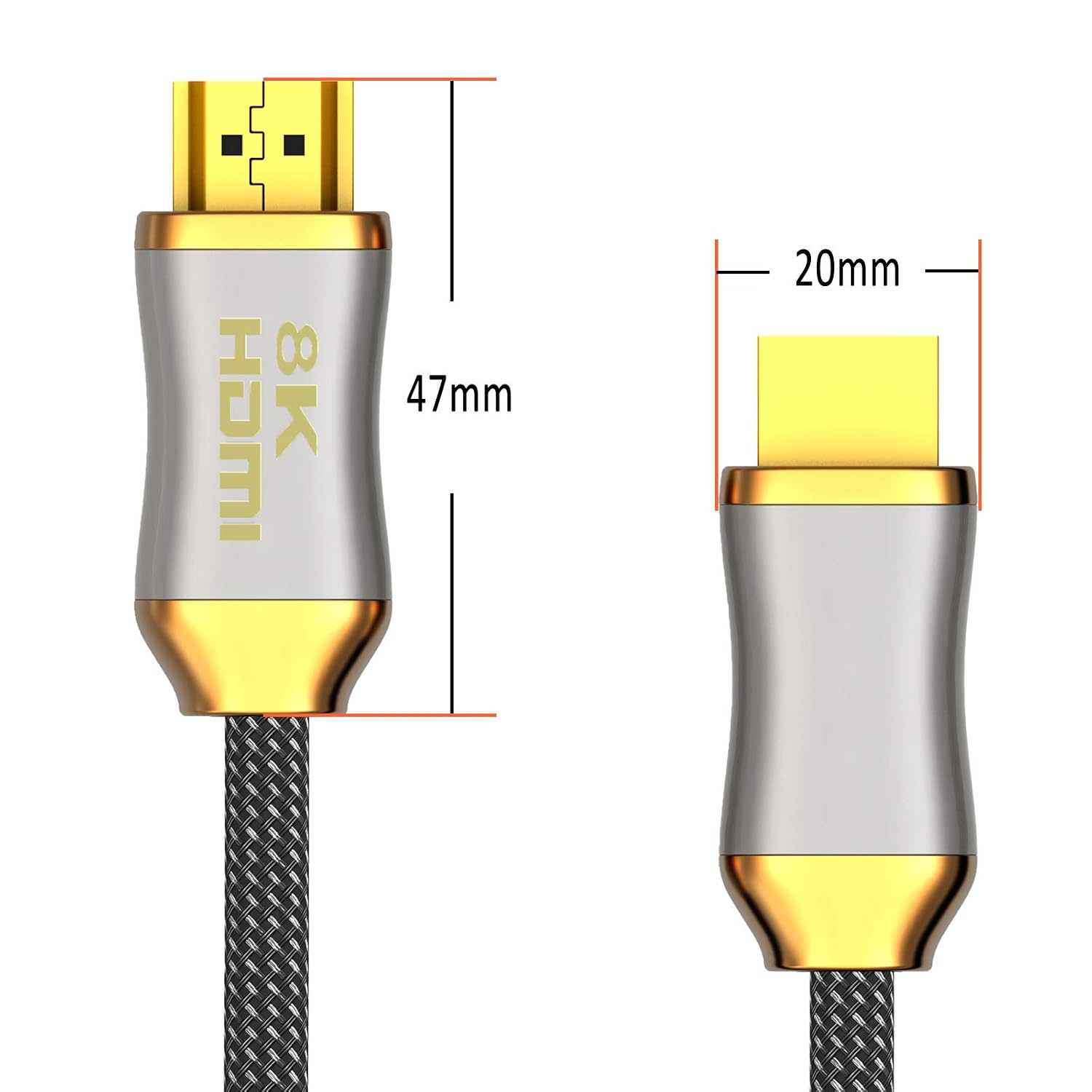 Detalle de BHW 8K HDMI 2.1 Kabel – Ultra High Speed, 1 m, 8K/60 Hz & 4K/120 Hz